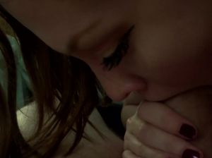 Рыжая домашняя молодушка сосет пенис, дрочит ножками в чулках и ебется в пилотку