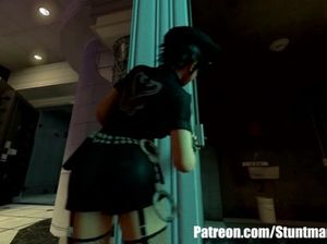 Нарисованную телку с огромными дойками жестко жарит транс с большим членом