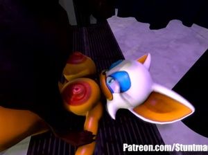 Нарисованную телку с огромными дойками жестко жарит транс с большим членом