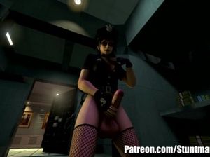 Нарисованную телку с огромными дойками жестко жарит транс с большим членом