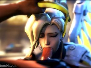 Ангел Mercy из OVERWATCH делает классный минет от 1 лица