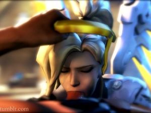 Ангел Mercy из OVERWATCH делает классный минет от 1 лица