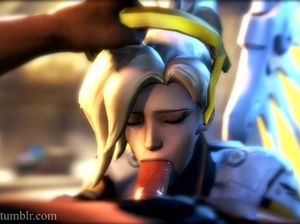 Ангел Mercy из OVERWATCH делает классный минет от 1 лица