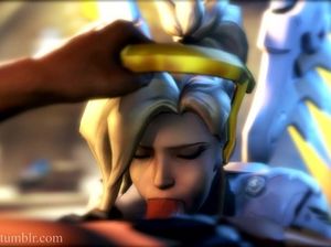 Ангел Mercy из OVERWATCH делает классный минет от 1 лица