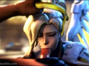 Ангел Mercy из OVERWATCH делает классный минет от 1 лица