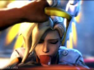 Ангел Mercy из OVERWATCH делает классный минет от 1 лица