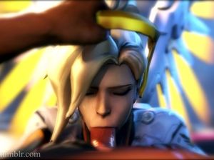 Ангел Mercy из OVERWATCH делает классный минет от 1 лица