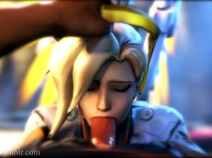 Ангел Mercy из OVERWATCH делает классный минет от 1 лица