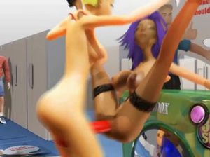 Мультяшные лесбиянки занимаются сексом в магазине большим дилдо