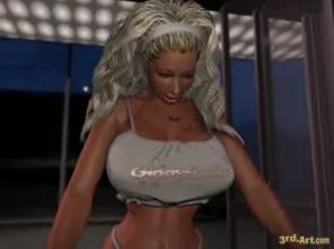 Знойная 3D блонда играет в пинбол и ее сиськи растут все больше