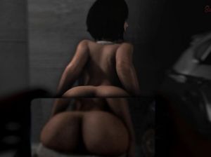 Зрелая 3D телочка с огромными дойками трахается в машине с чернокожим парнем