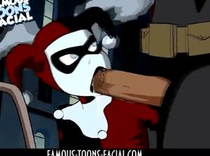 Мультяшный Бэтман насовал в рот и в пилотку стройной Харли Квинн