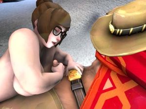 Толстая рисованная красотка лежит голышом и дрочит хуй ковбою