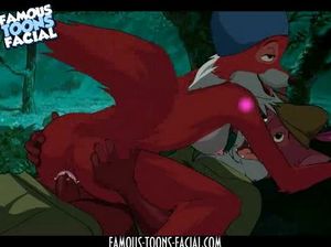 Симпатичная лисичка из мультика дает дружку во все дырки и получает камшот