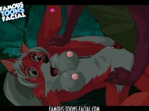 Симпатичная лисичка из мультика дает дружку во все дырки и получает камшот