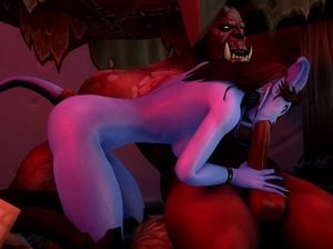 Шикарная дьяволица делает нежный минет огромному монстру