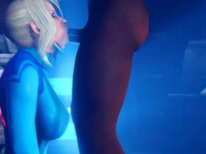 Роскошная рисованная блонда делает глубокий минет черному дружку