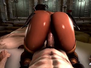 Телочка эльф с большой жопой активно прыгает на члене любовника