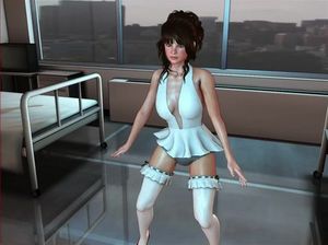 Мультяшная куколка в эротичных чулочках красиво танцует под музыку