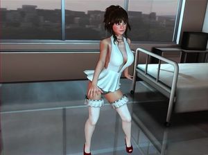 Мультяшная куколка в эротичных чулочках красиво танцует под музыку