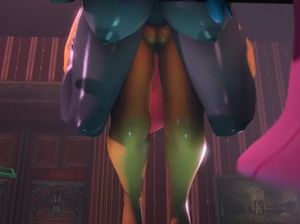 Цветная футанари на прозрачном столе ебет грудастую девушку