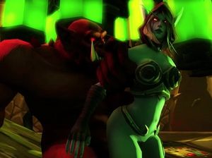 Страшный зубастый тролль натягивает на фаллос рисованную эльфийскую ведьму