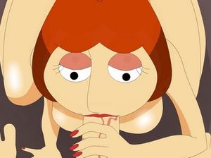 Мультяшная рыжая женщина сосет член и занимается сексом прямо в анус