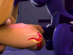 Мультяшные футанари трахаются большими пенисами в анусы