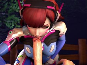 Космическая девушка нежно сосет большой член  голого пацана