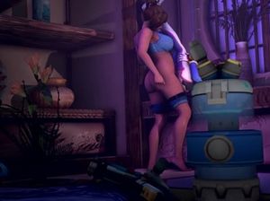 Грудастая футанари неспешно трахает тонкую мультяшку в киску