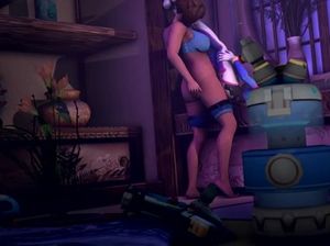 Грудастая футанари неспешно трахает тонкую мультяшку в киску