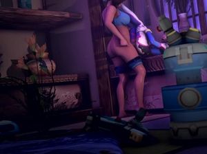 Грудастая футанари неспешно трахает тонкую мультяшку в киску