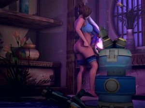 Грудастая футанари неспешно трахает тонкую мультяшку в киску