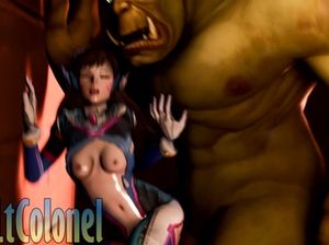 Огромный орк из World of Warcraft ебет малышку из OVERWATCH