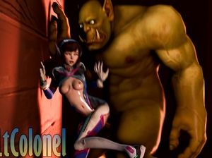 Огромный орк из World of Warcraft ебет малышку из OVERWATCH