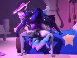 Сисястые трансы futanari в мультике устроили незабываемый групповой секс